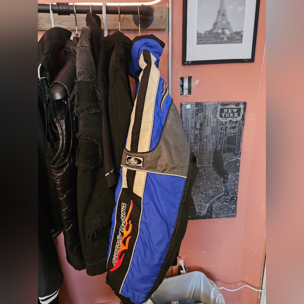 Factory Racing Blue and Black Bomber Jacket - Picture 2 of 5